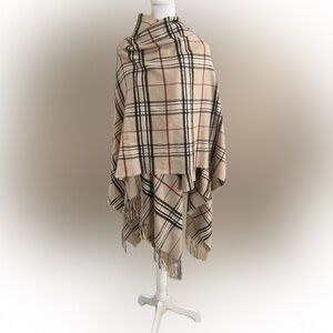 Plaid Tan and Black Shawl used condition